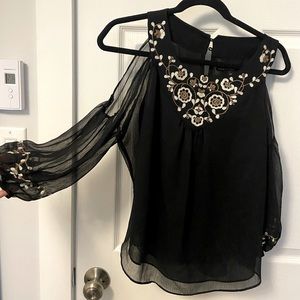 Floral Black Top
